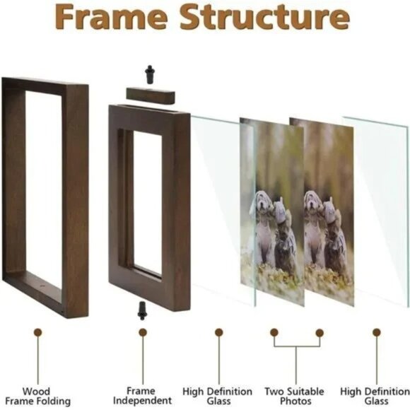 4x6 Picture Frame Rustic Wood Hinged Folding Triple Picture Frames Collage - Picture 6 of 7
